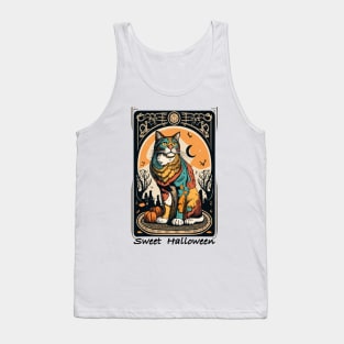 Sweet Halloween cat tarot Tank Top